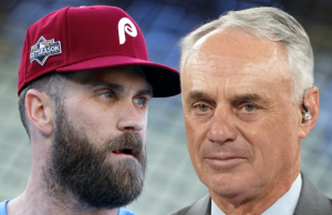 Bryce Harper naar verluidt bedreigd door MLB-functionaris na Rob Manfred-argument, beweert agent